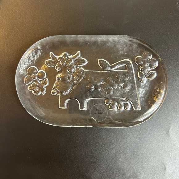 Butter Cheese Plate Glass Olma Cow Glasi Hergiswil Roberto Niederer Switzerland - Picture 2 of 7